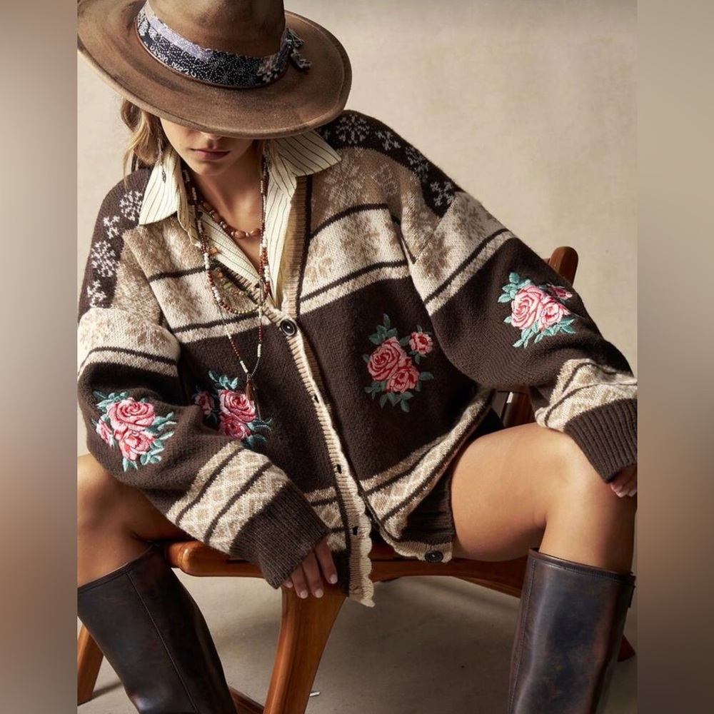 Boutique Embroidered Roses Western Cardi, Various Sizes NWT - Picture 2 of 7